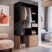 Guarda-Roupa Closet Lumo 1 Porta 1 Gaveta Preto e Montana