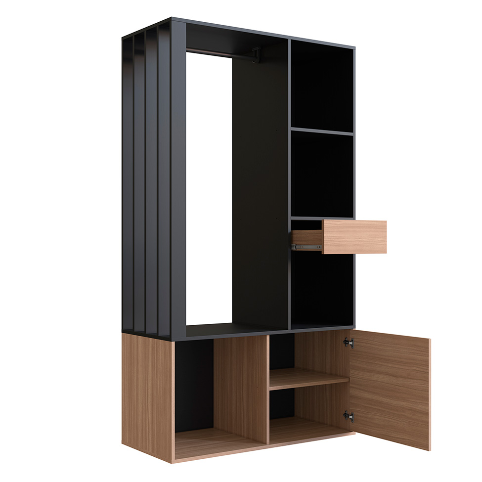 Guarda-Roupa Closet Lumo 1 Porta 1 Gaveta Preto e Montana