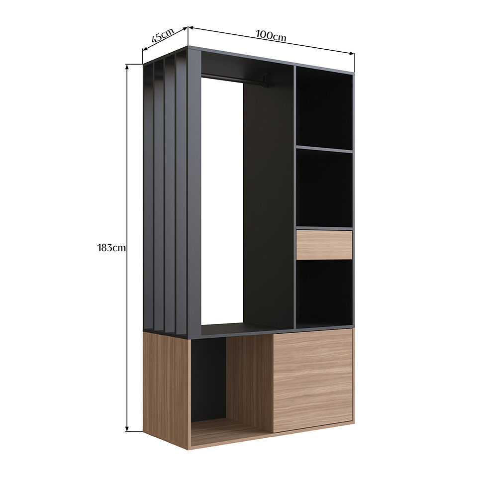Guarda-Roupa Closet Lumo 1 Porta 1 Gaveta Preto e Montana