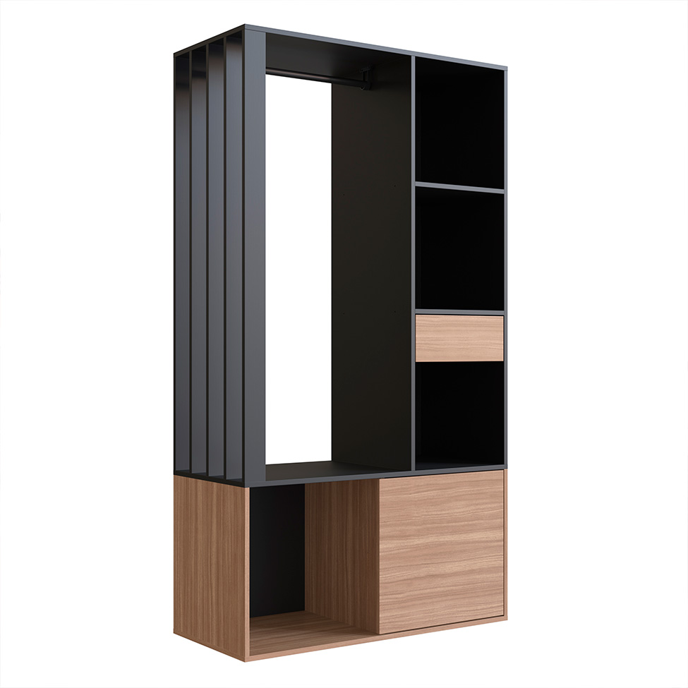 Guarda-Roupa Closet Lumo 1 Porta 1 Gaveta Preto e Montana