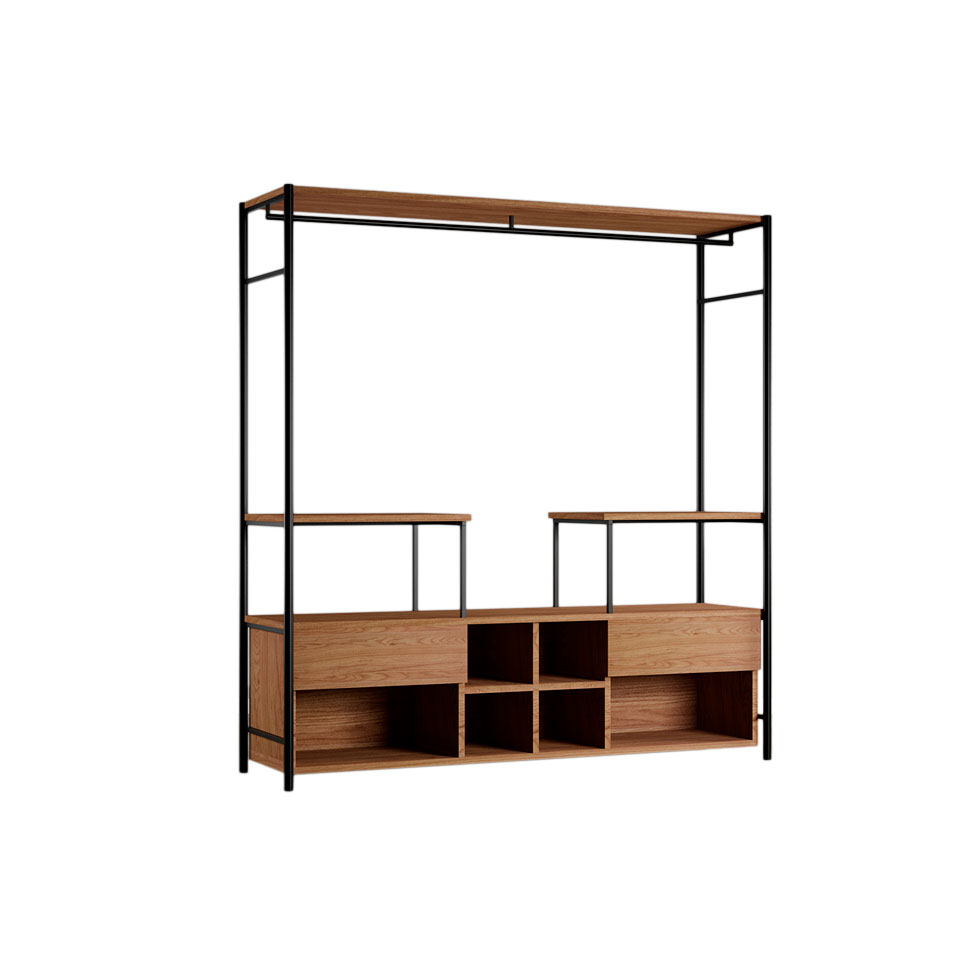 Guarda-Roupa Closet Modulado Barcelona Casal 2 GV Madeira e Preto