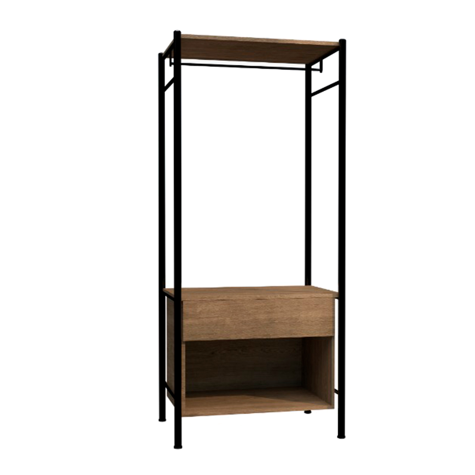 Guarda-Roupa Closet Modulado Berlim 1 Gaveta Preto e Demolição