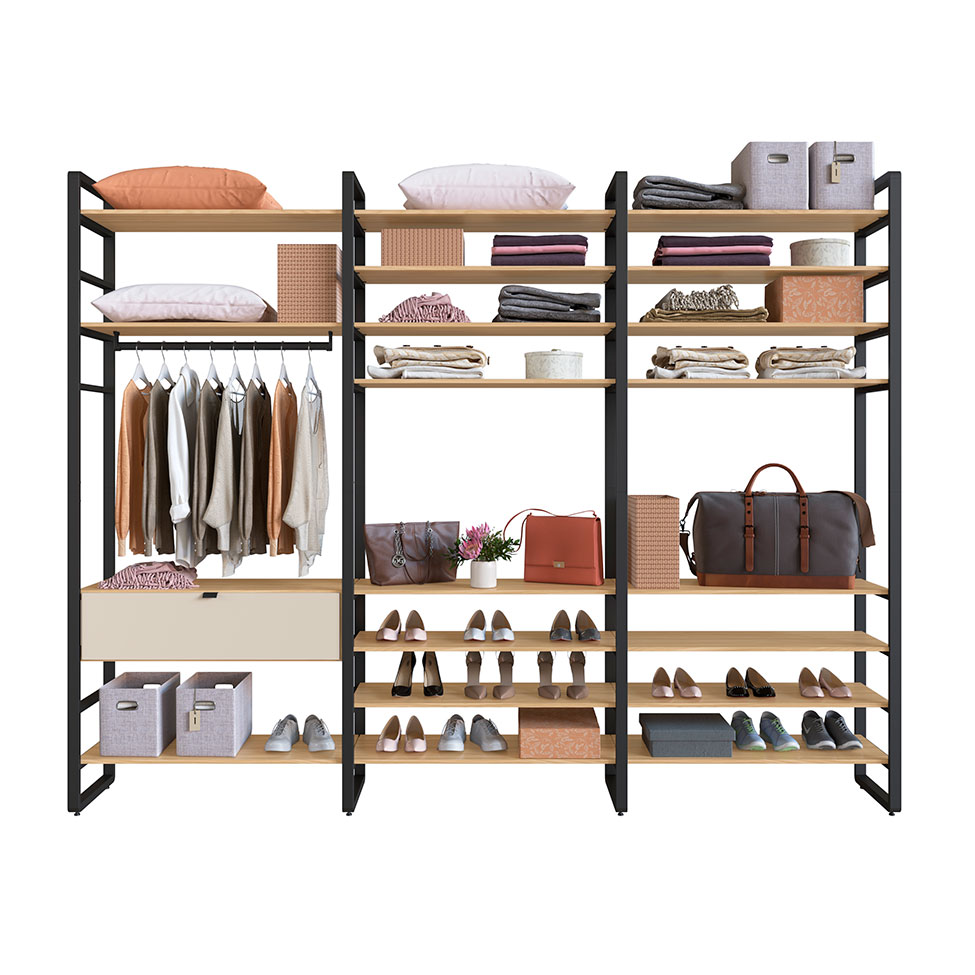 Guarda-Roupa Closet Modulado Industrial Philly 1 GV Cedro e Off White 294 cm
