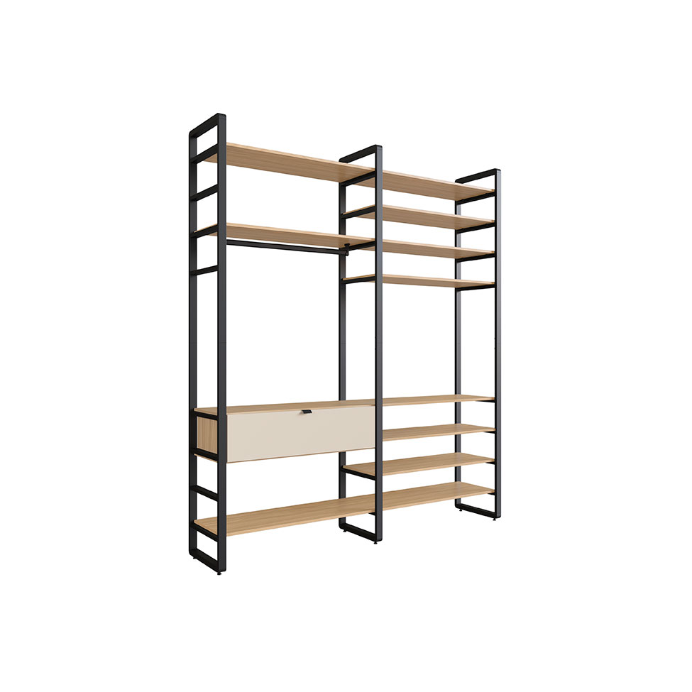 Guarda-Roupa Closet Modulado Industrial Philly 1 Gaveta Cedro e Off White 197 cm