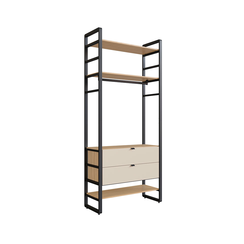 Guarda-Roupa Closet Modulado Industrial Philly 2 GV Cedro e Off White 101 cm
