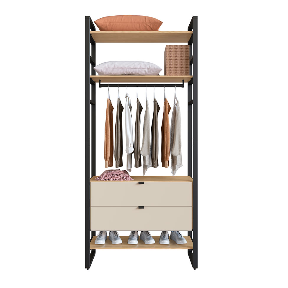 Guarda-Roupa Closet Modulado Industrial Philly 2 GV Cedro e Off White 101 cm