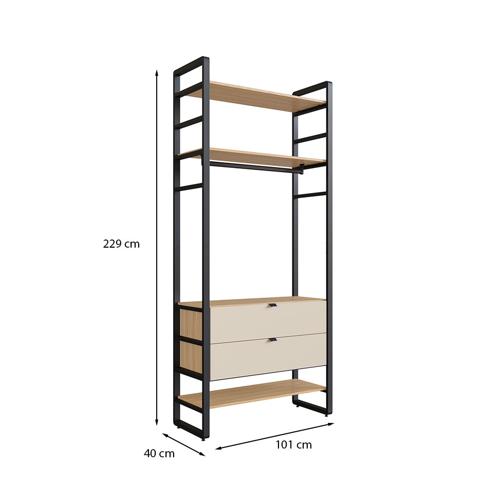 Guarda-Roupa Closet Modulado Industrial Philly 2 GV Cedro e Off White 101 cm