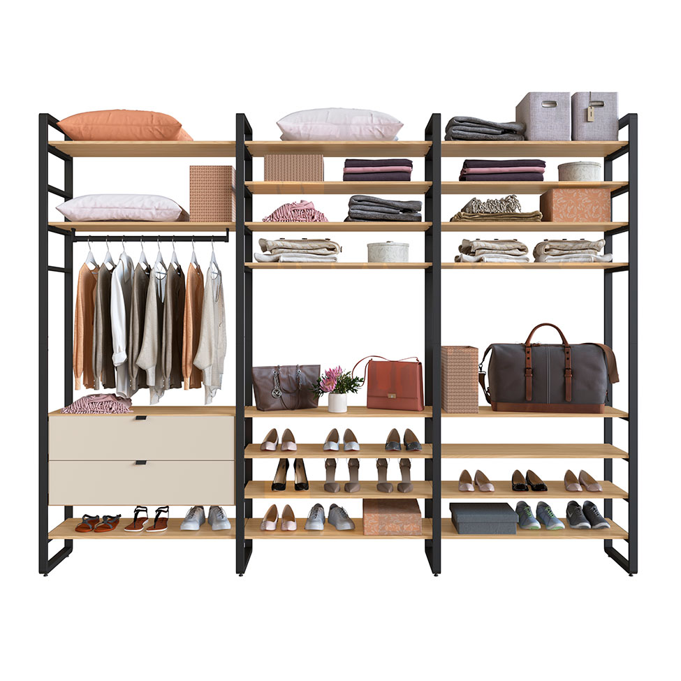 Guarda-Roupa Closet Modulado Industrial Philly 2 GV Cedro e Off White 294 cm