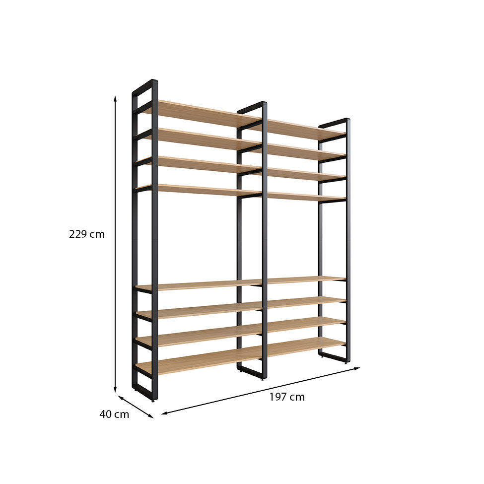 Guarda-Roupa Closet Modulado Industrial Philly Cedro 197 cm