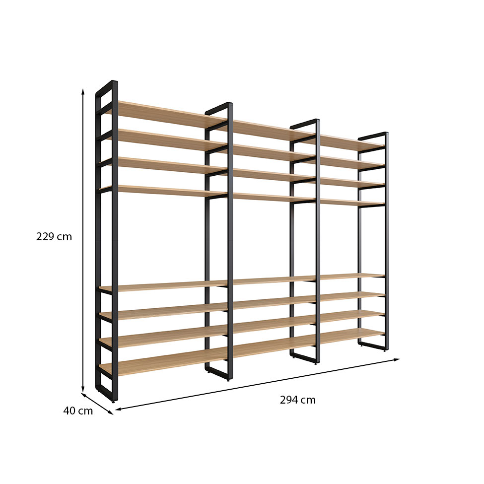 Guarda-Roupa Closet Modulado Industrial Philly Cedro 294 cm