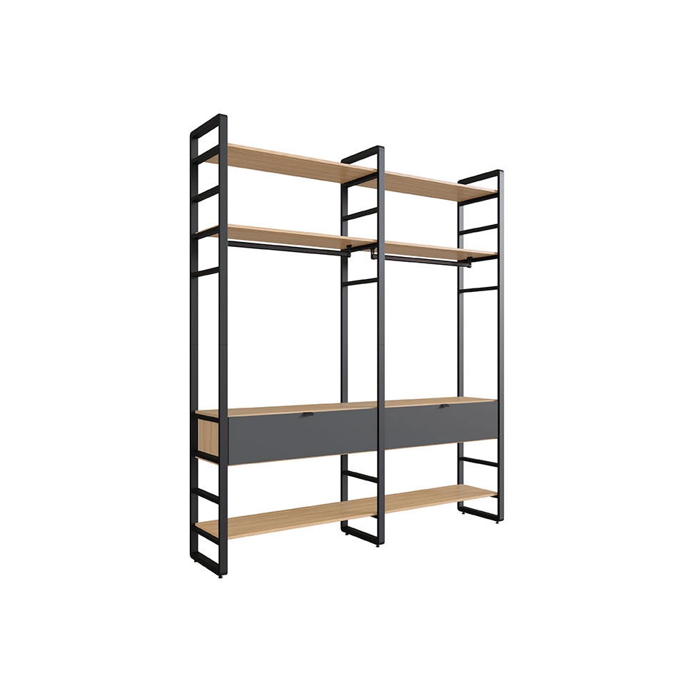 Guarda-Roupa Closet Modulado Industrial Philly I 2 GV Cedro e Grafite 197 cm
