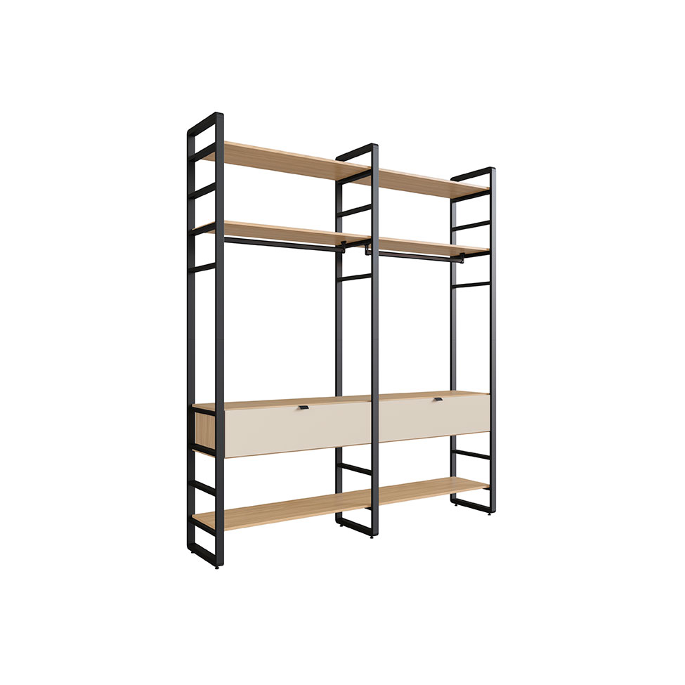 Guarda-Roupa Closet Modulado Industrial Philly I 2 GV Cedro e Off White 197 cm