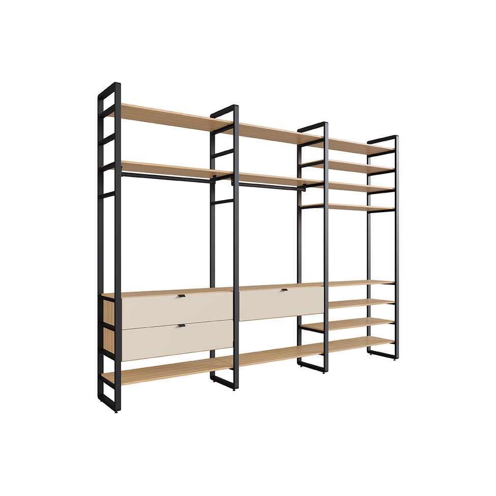 Guarda-Roupa Closet Modulado Industrial Philly I 3 GV Cedro e Off White 294 cm