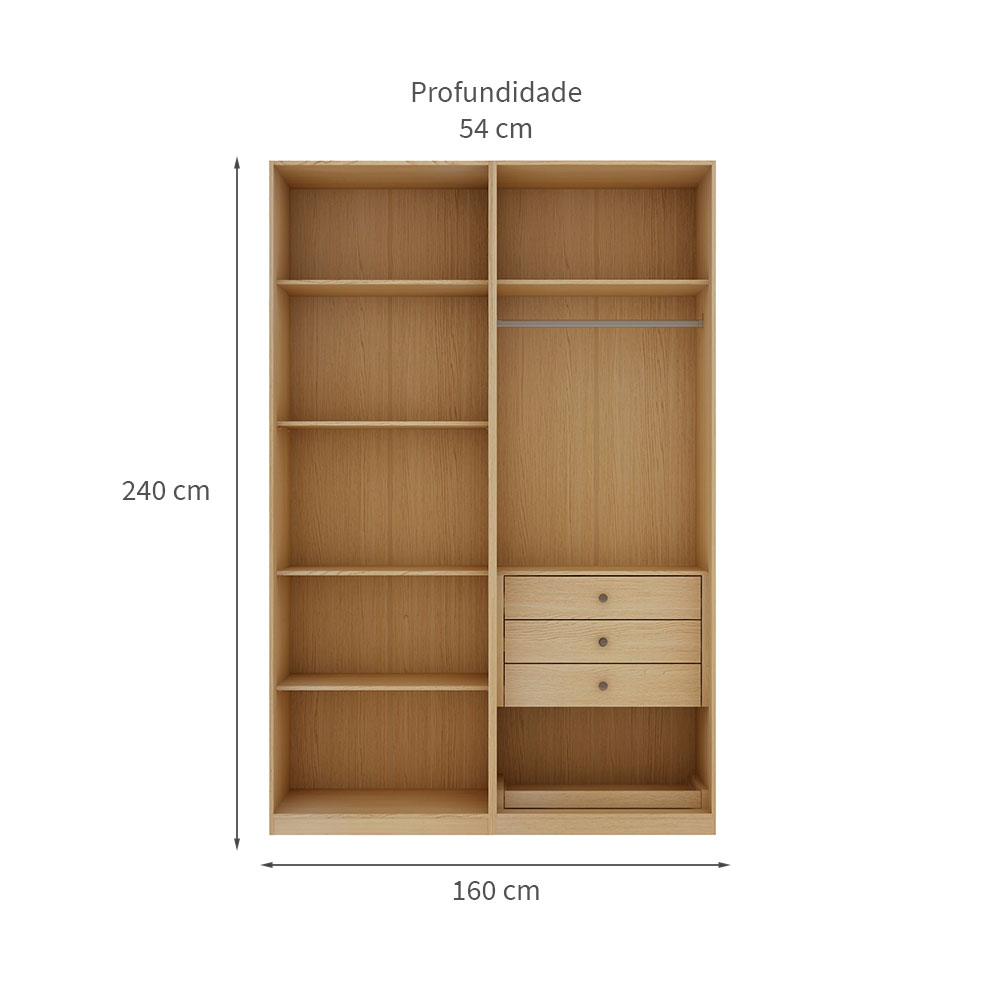 Guarda-Roupa Closet Modulado Infinity 3 GV Savana 160 cm
