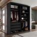 Guarda-Roupa Closet Monreale 100 % MDF 3 Gavetas Preto 160 cm