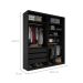 Guarda-Roupa Closet Monreale 100 % MDF 3 Gavetas Preto 160 cm