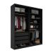 Guarda-Roupa Closet Monreale 100 % MDF 3 Gavetas Preto 160 cm