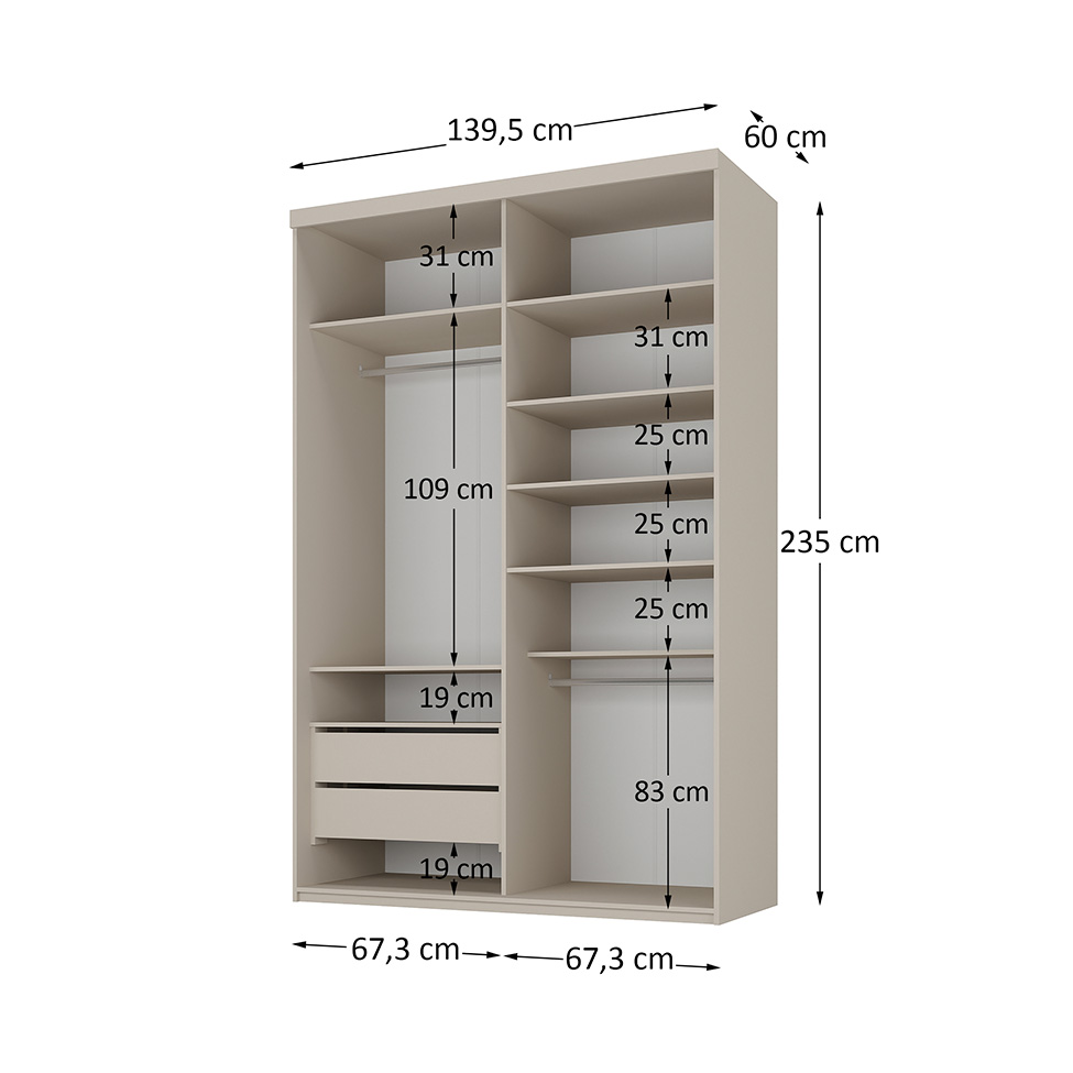 Guarda-Roupa Closet Mountier 2 Gavetas Bege
