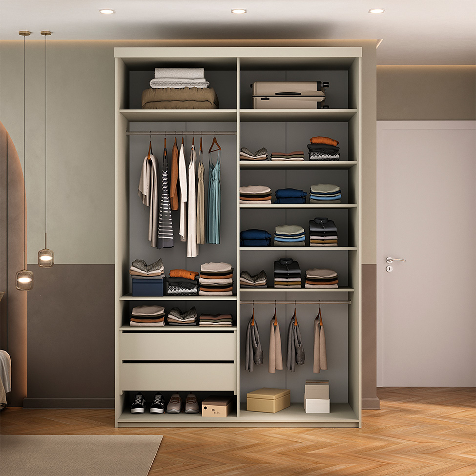 Guarda-Roupa Closet Mountier 2 Gavetas Bege