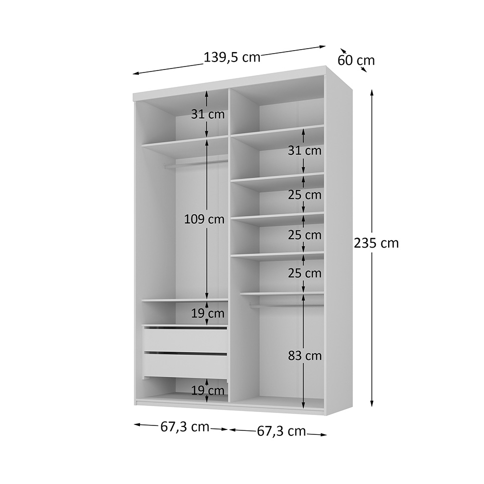 Guarda-Roupa Closet Mountier 2 Gavetas Branco