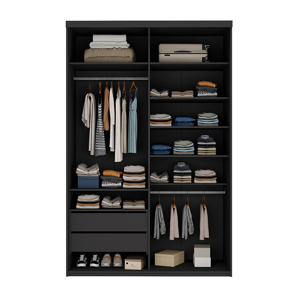 Guarda-Roupa Closet Mountier 2 Gavetas Preto