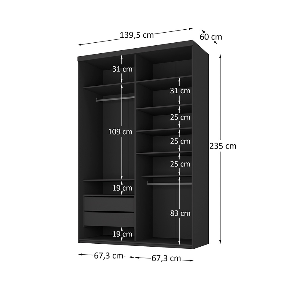 Guarda-Roupa Closet Mountier 2 Gavetas Preto