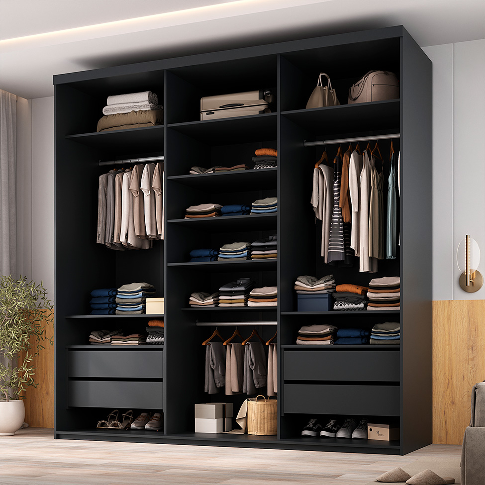 Guarda-Roupa Closet Mountier 4 Gavetas Preto