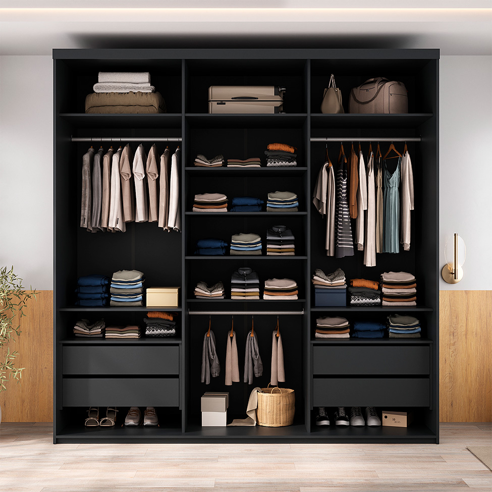 Guarda-Roupa Closet Mountier 4 Gavetas Preto