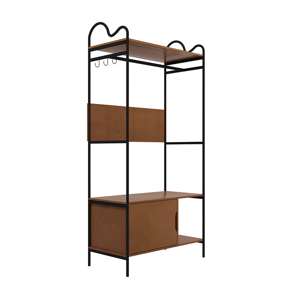 Guarda-Roupa Closet Oasis 1 Porta Preto e Nature