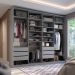 Guarda-Roupa Closet Sion 100% MDF 6 Gavetas Cinza 277 cm