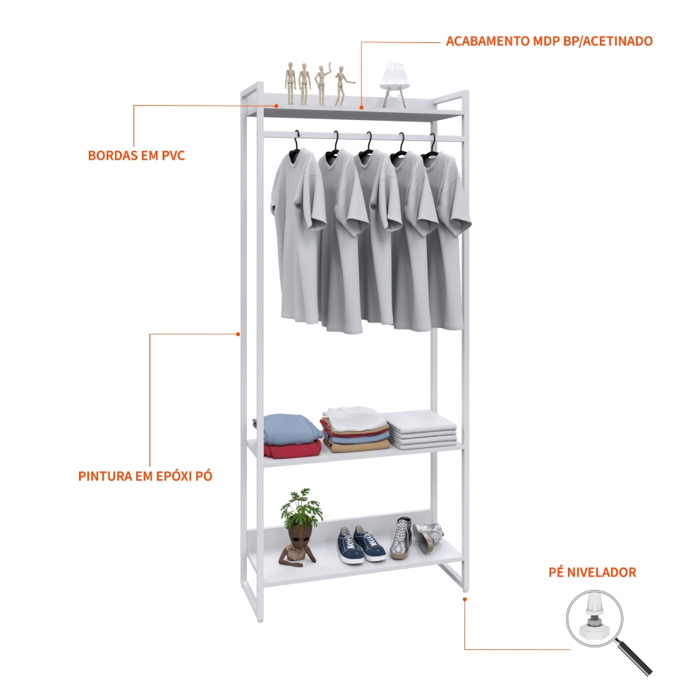 Guarda-Roupa Closet Studio Branco 187x80 cm