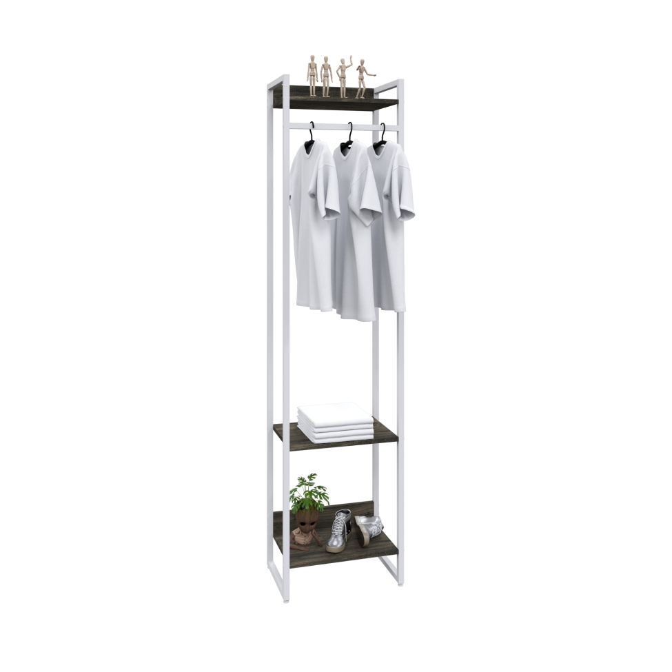 Guarda-Roupa Closet Studio Carvalho Dark e Branco 187x45 cm