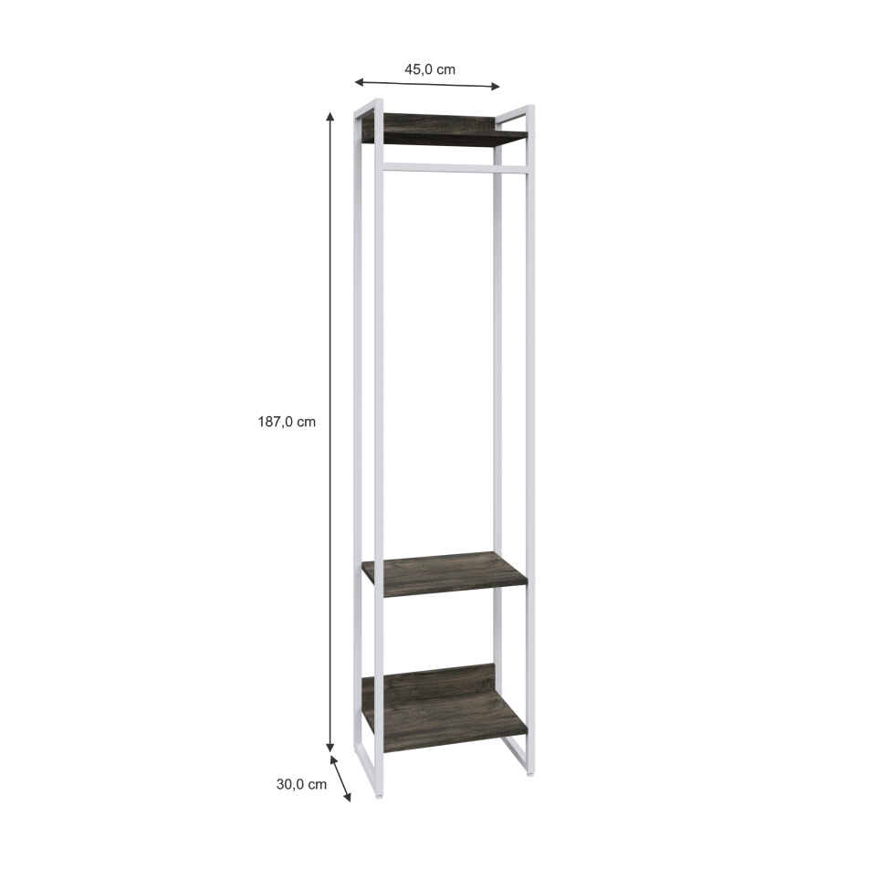 Guarda-Roupa Closet Studio Carvalho Dark e Branco 187x45 cm