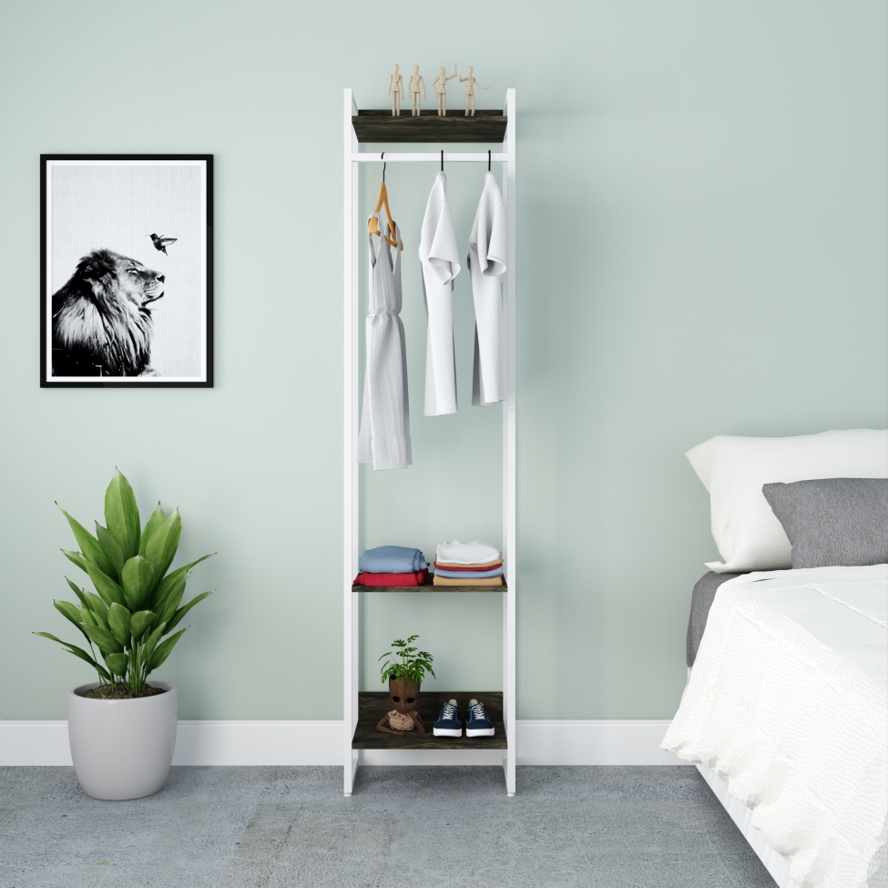 Guarda-Roupa Closet Studio Carvalho Dark e Branco 187x45 cm
