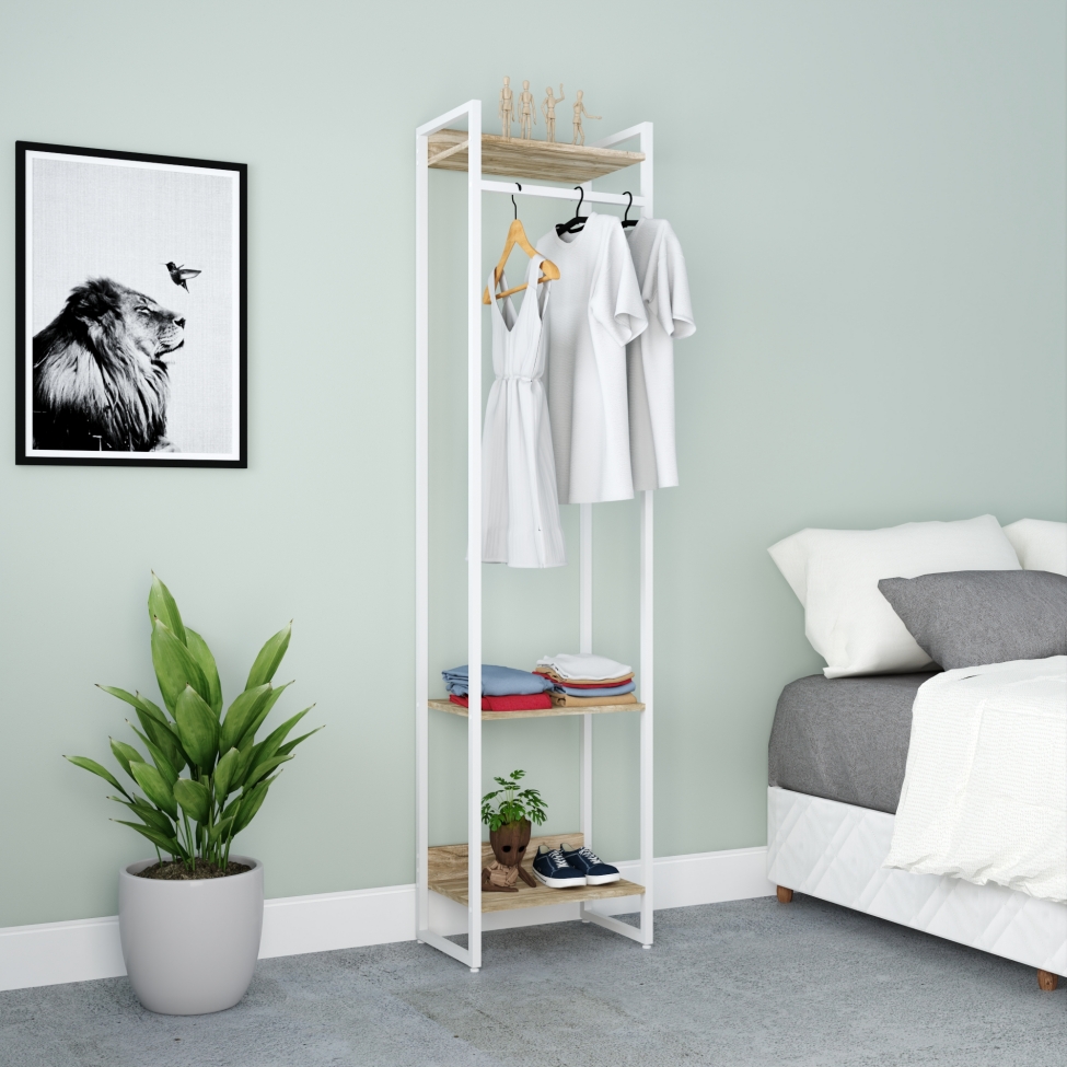 Guarda-Roupa Closet Studio Carvalho e Branco 187x45 cm