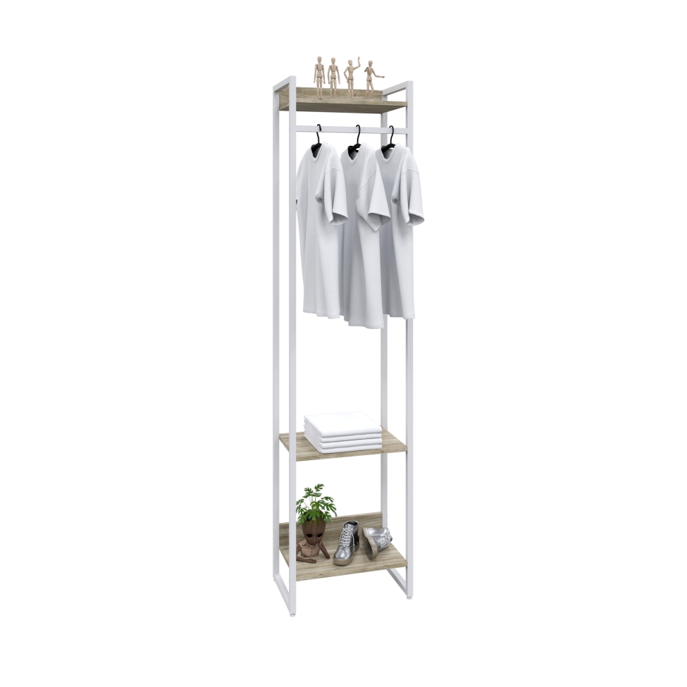 Guarda-Roupa Closet Studio Carvalho e Branco 187x45 cm