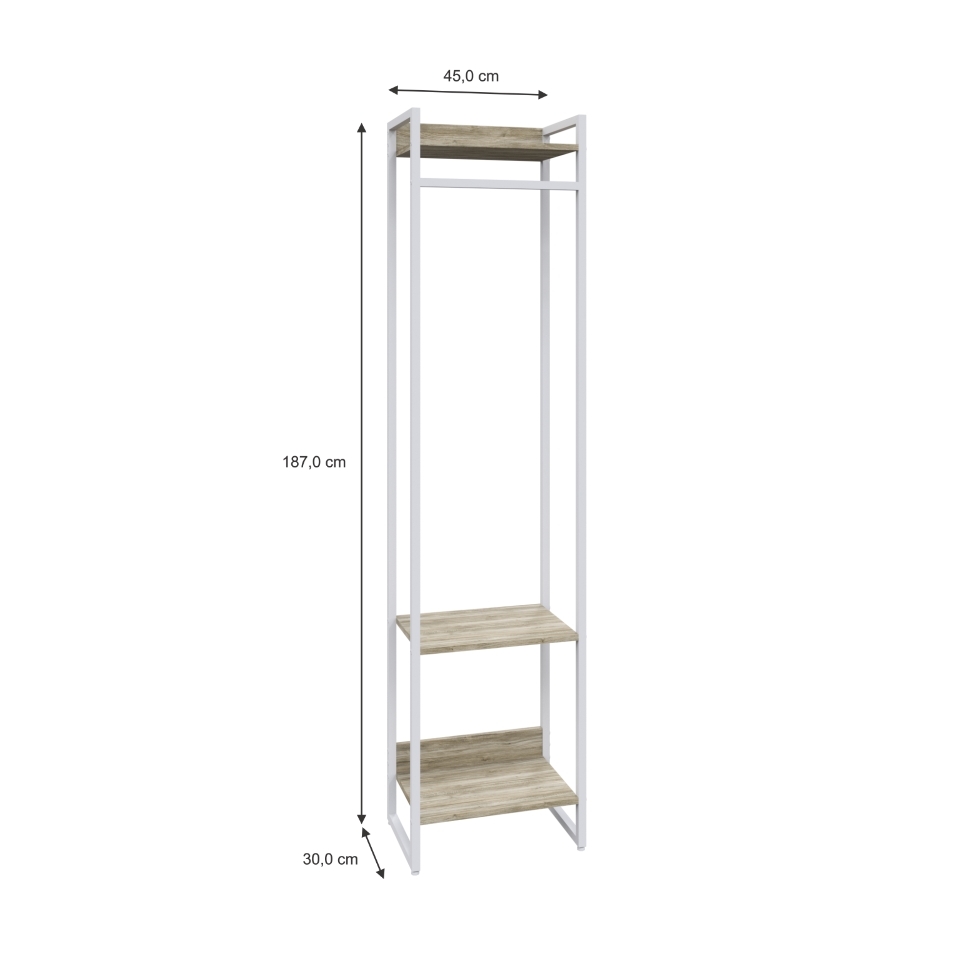 Guarda-Roupa Closet Studio Carvalho e Branco 187x45 cm
