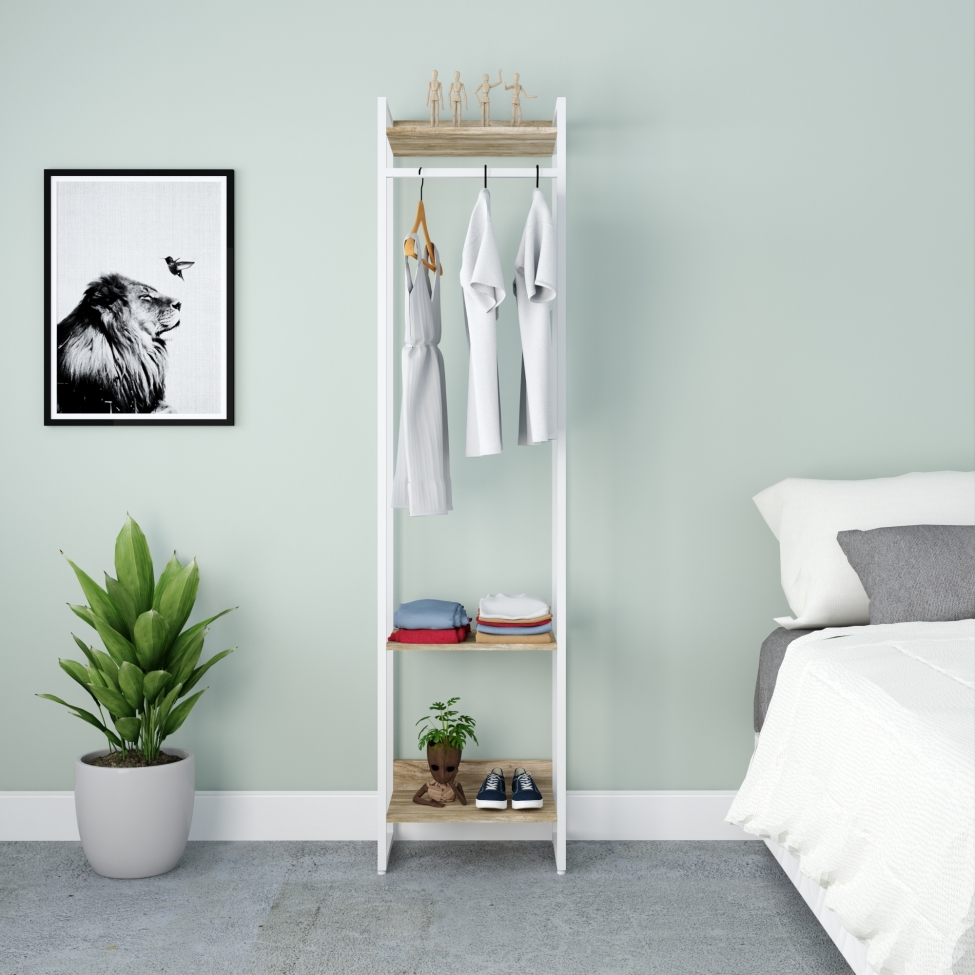 Guarda-Roupa Closet Studio Carvalho e Branco 187x45 cm