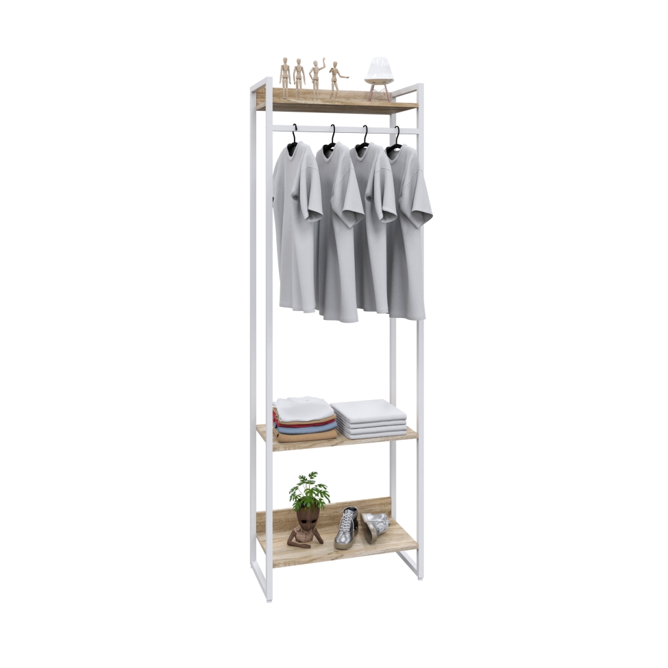Guarda-Roupa Closet Studio Carvalho e Branco 187x60 cm