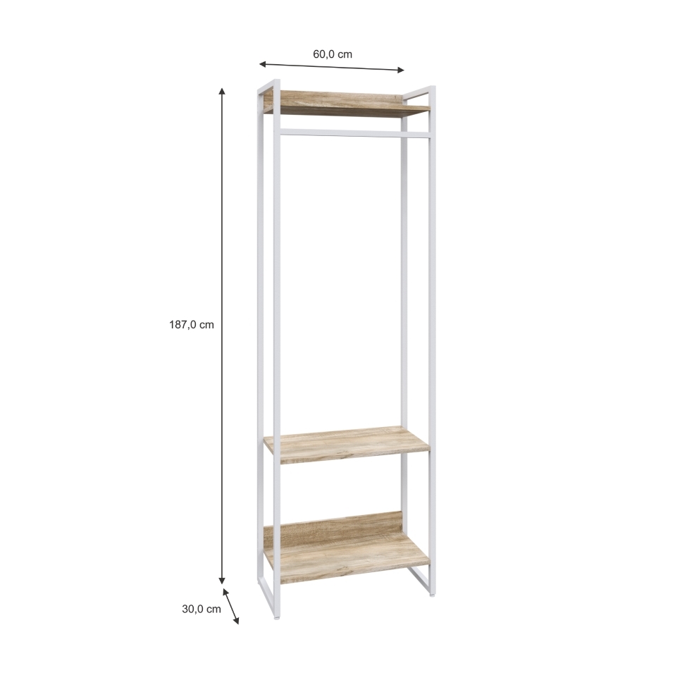 Guarda-Roupa Closet Studio Carvalho e Branco 187x60 cm