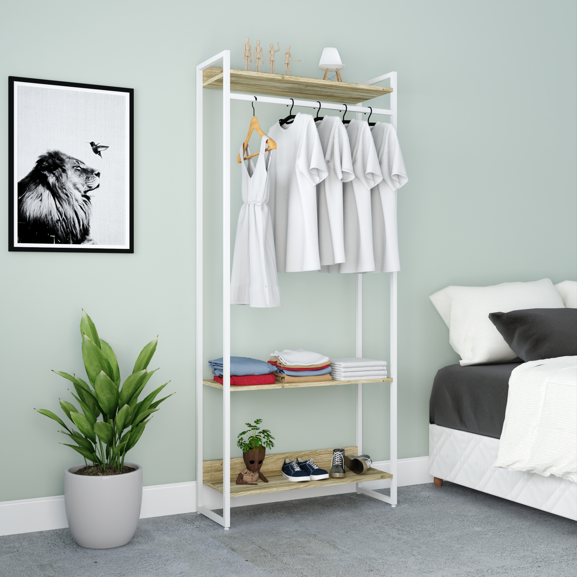 Guarda-Roupa Closet Studio Carvalho e Branco 187x80 cm