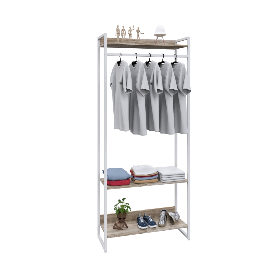 Guarda-Roupa Closet Studio Carvalho e Branco 187x80 cm