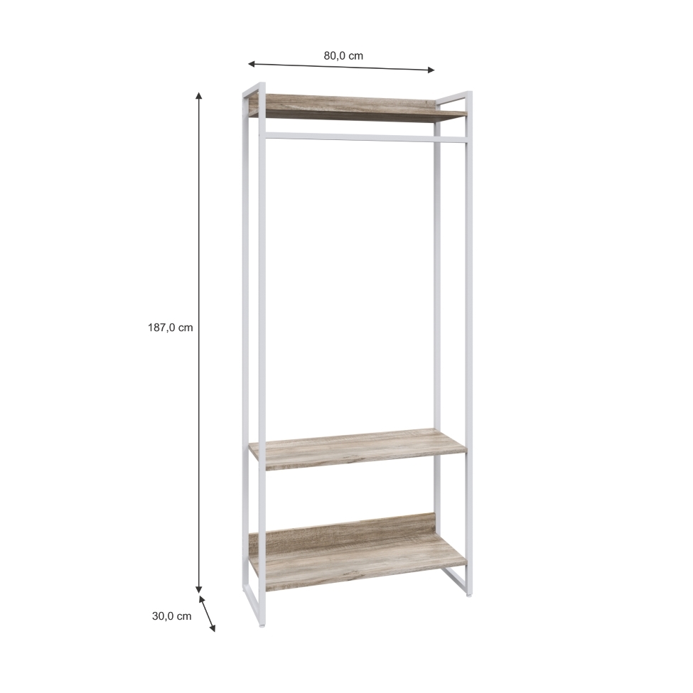 Guarda-Roupa Closet Studio Carvalho e Branco 187x80 cm