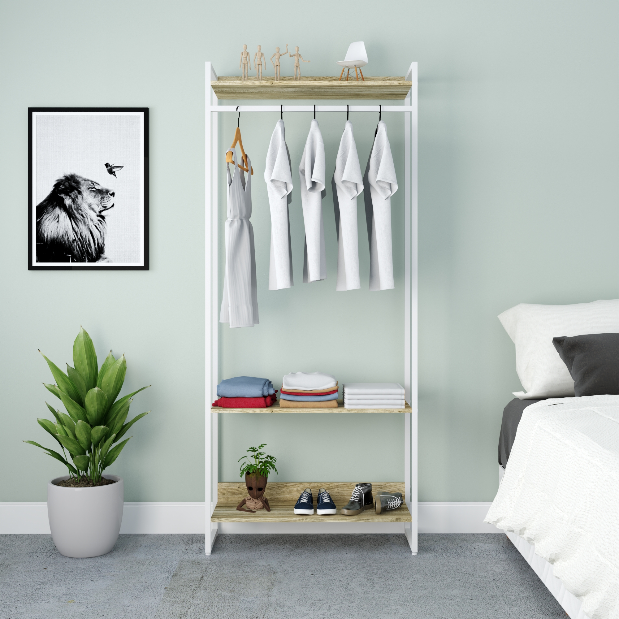 Guarda-Roupa Closet Studio Carvalho e Branco 187x80 cm
