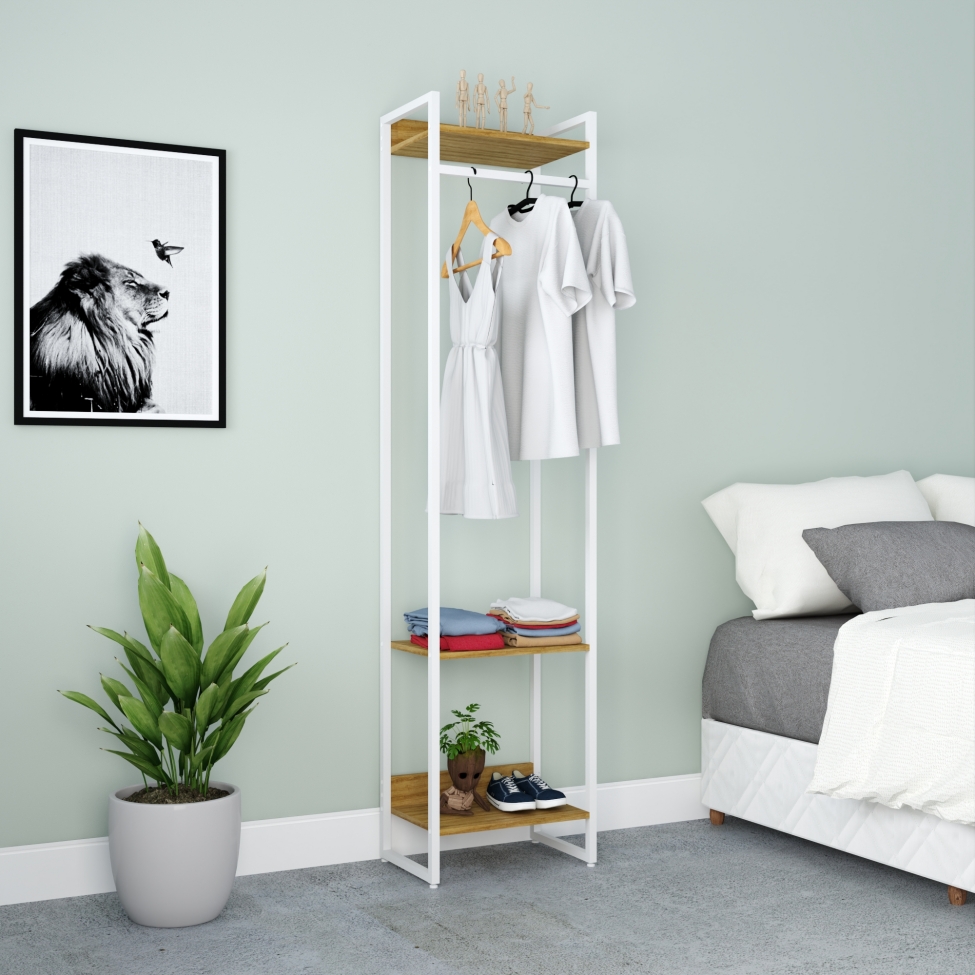 Guarda-Roupa Closet Studio Mel e Branco 187x45 cm
