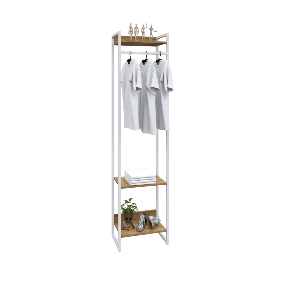 Guarda-Roupa Closet Studio Mel e Branco 187x45 cm