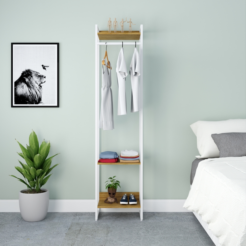 Guarda-Roupa Closet Studio Mel e Branco 187x45 cm