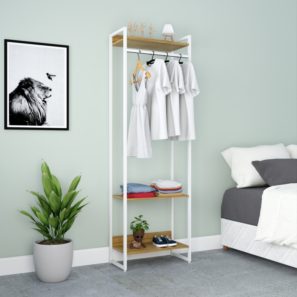 Guarda-Roupa Closet Studio Mel e Branco 187x60 cm