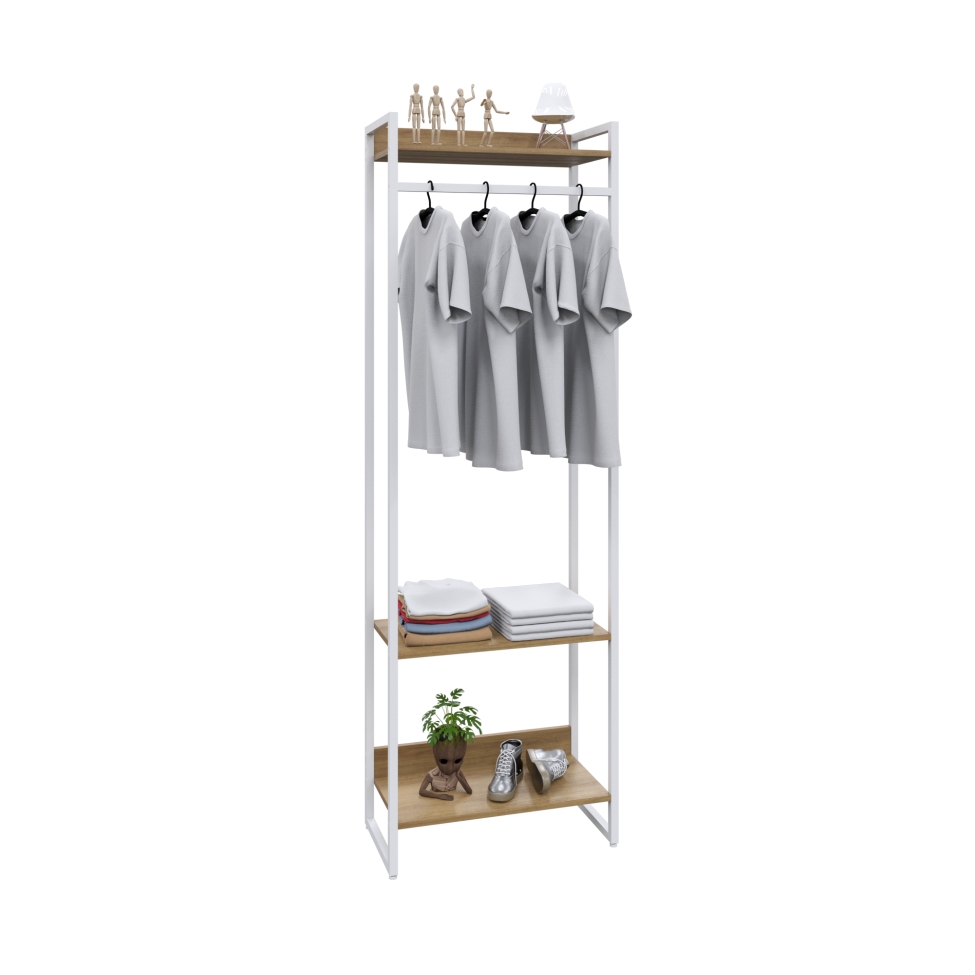 Guarda-Roupa Closet Studio Mel e Branco 187x60 cm