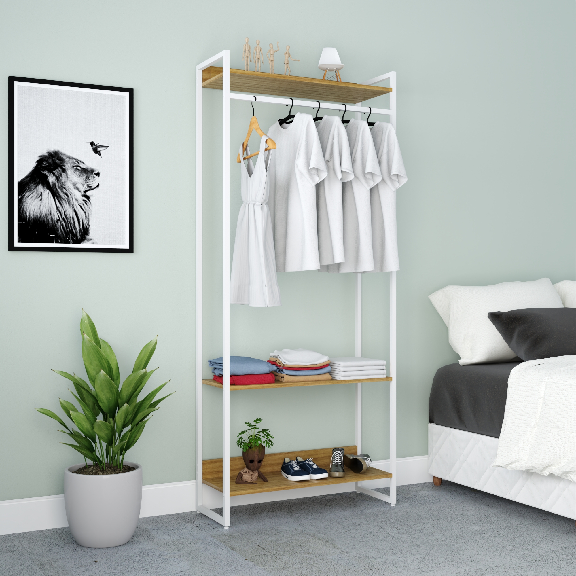 Guarda-Roupa Closet Studio Mel e Branco 187x80 cm